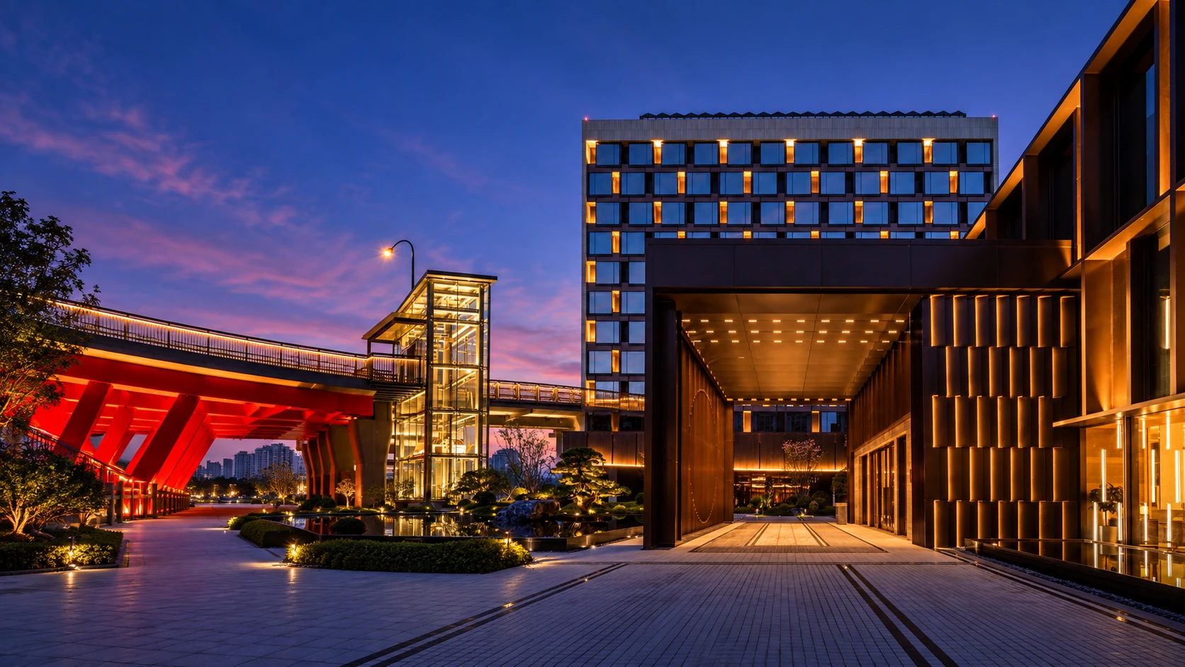 TPK architectural facade lighting project illuminated with RGBW lighting