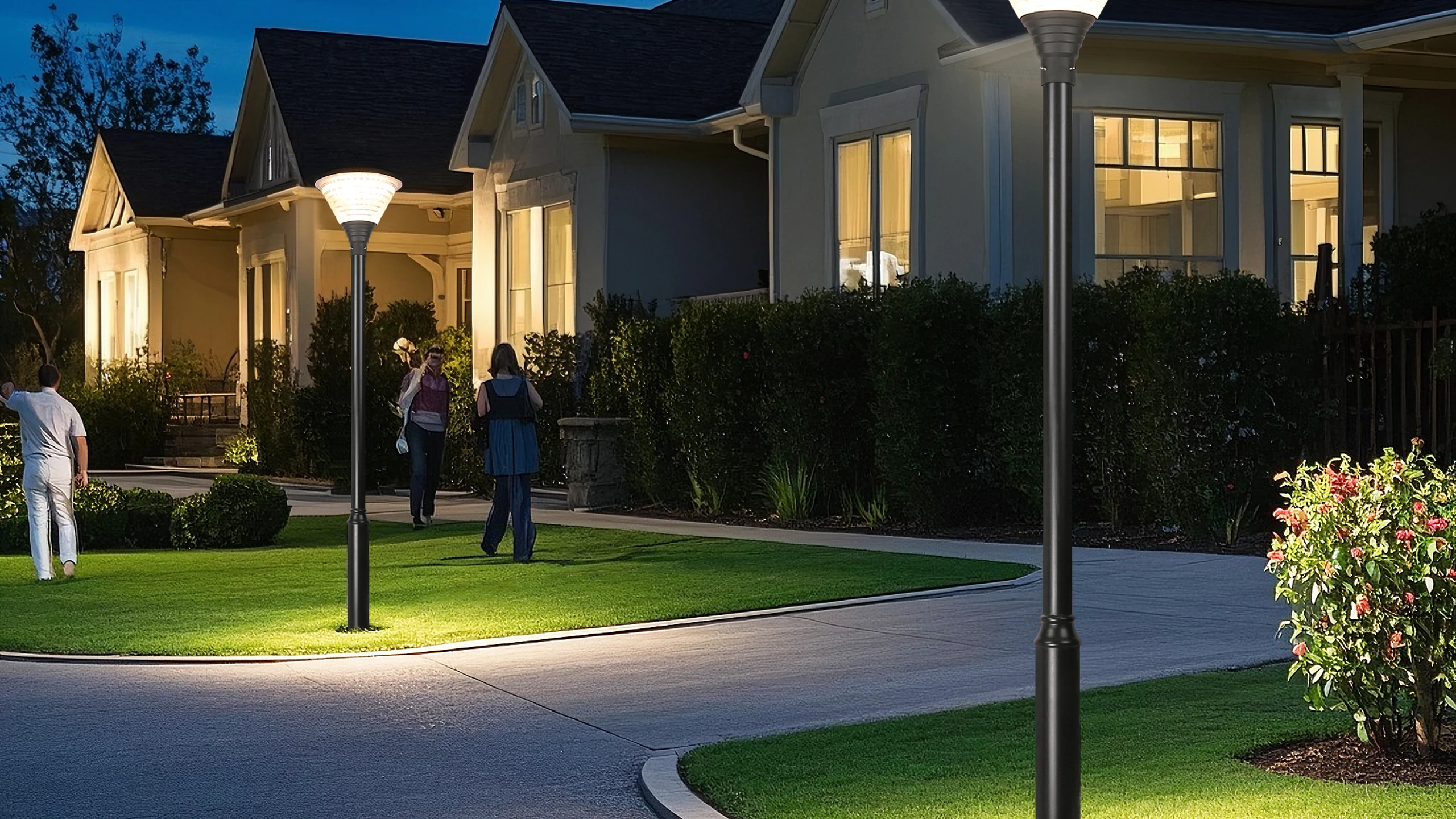 SGL-001 Hourglass garden light illuminating park pedestrian walkway