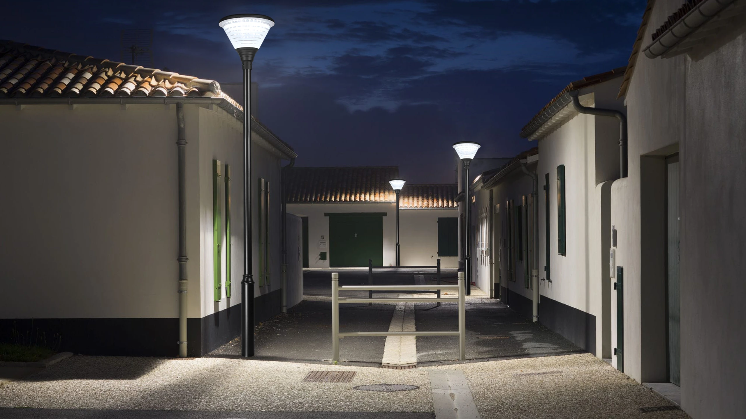 SGL-001 Hourglass garden light illuminating evening public park promenade