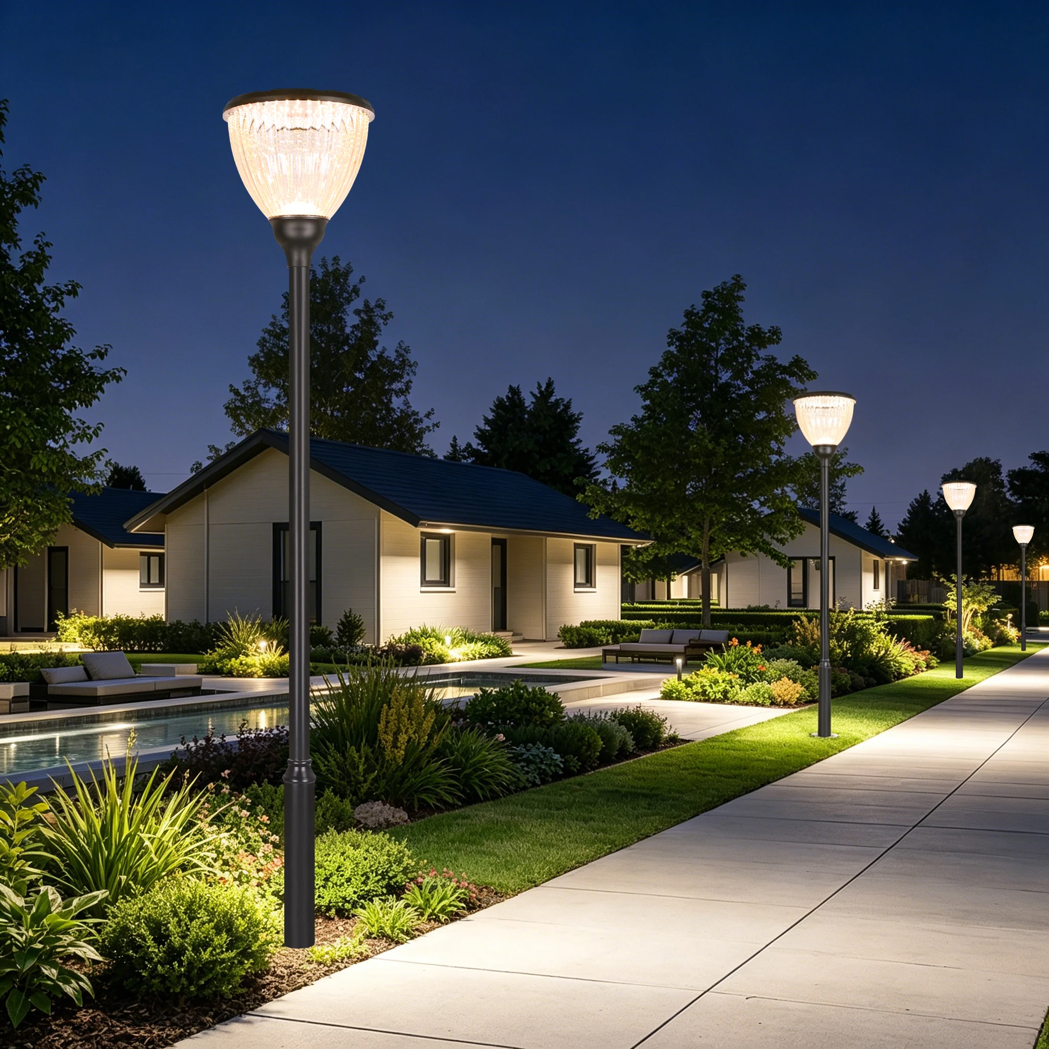 Residential villa pathway night illumination