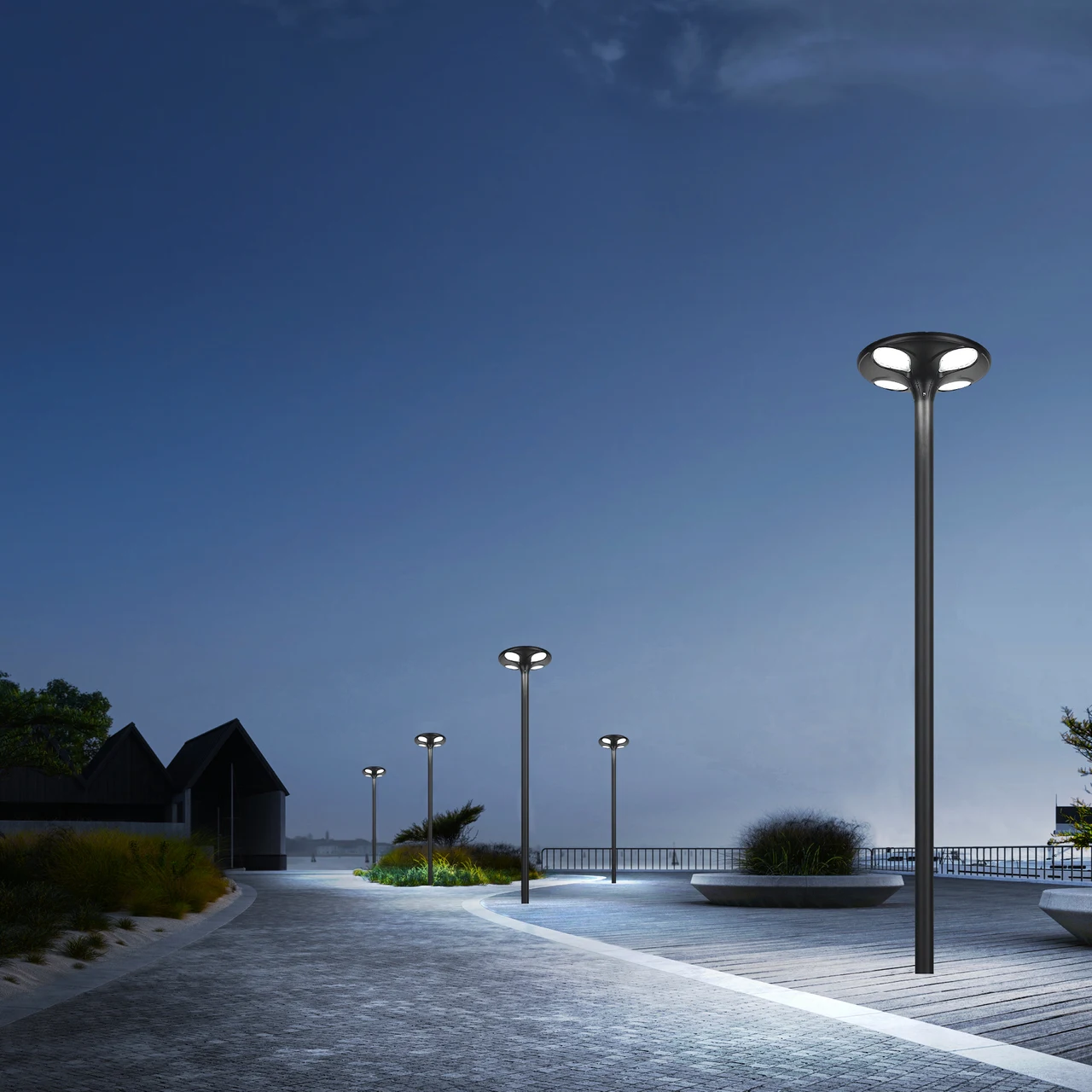 Seaside promenade night illumination