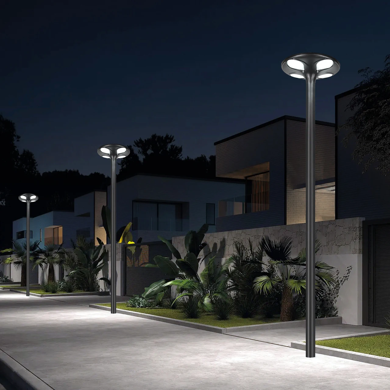 Luxury villa street trail night safety lighting