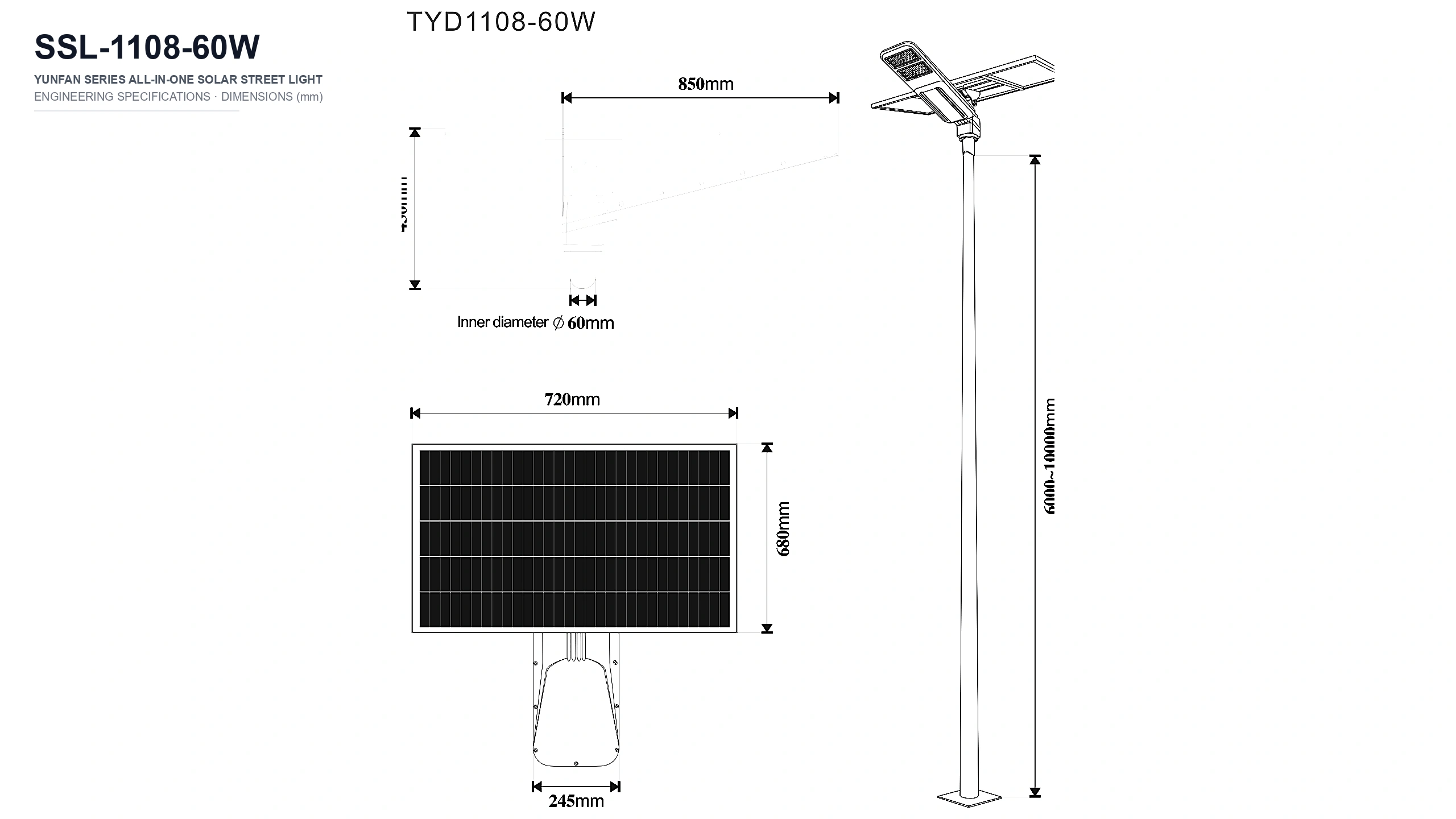 SSL-1108-60W dimensional engineering CAD blueprint