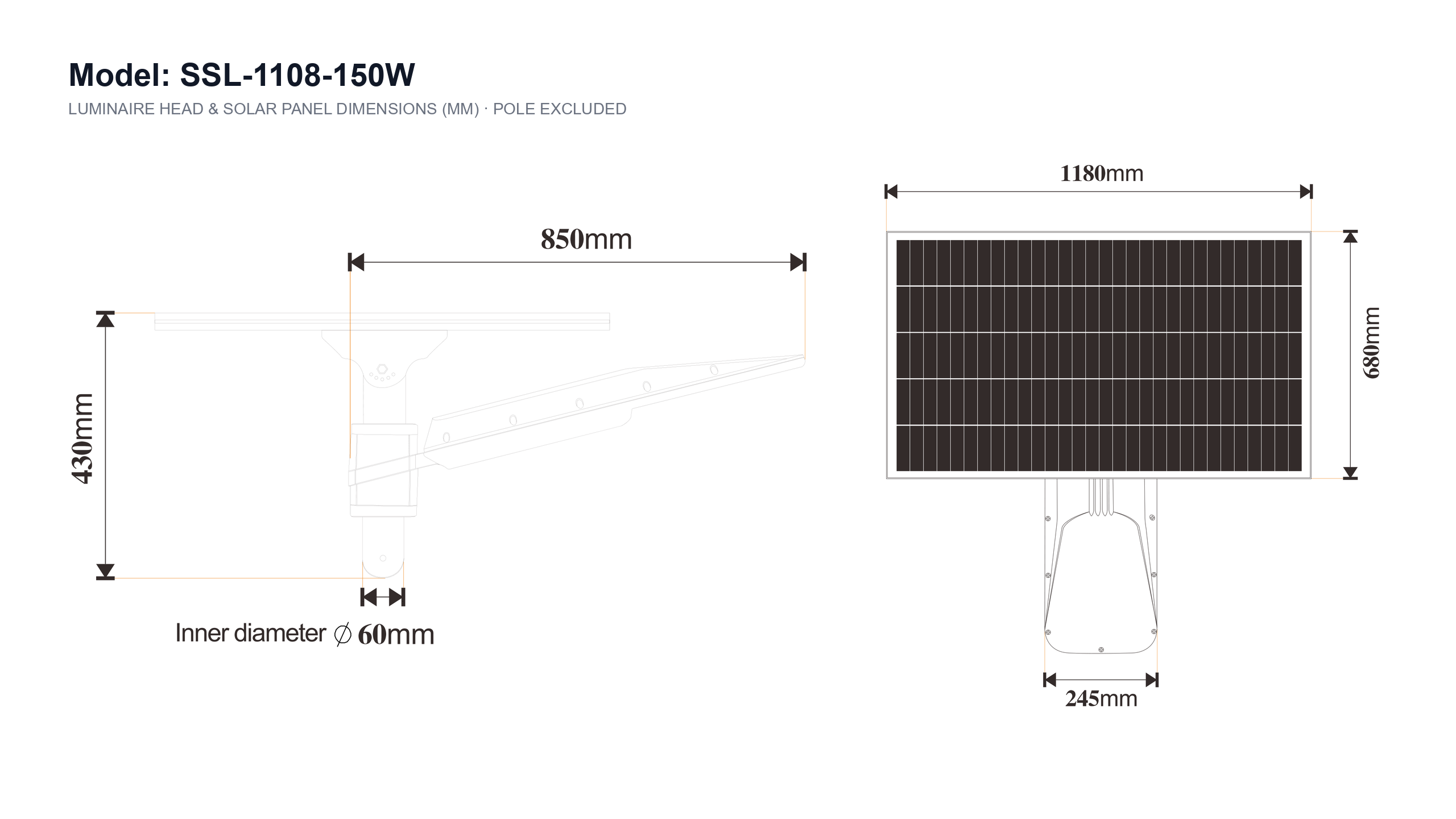 SSL-1108-150W CAD dimension drawing