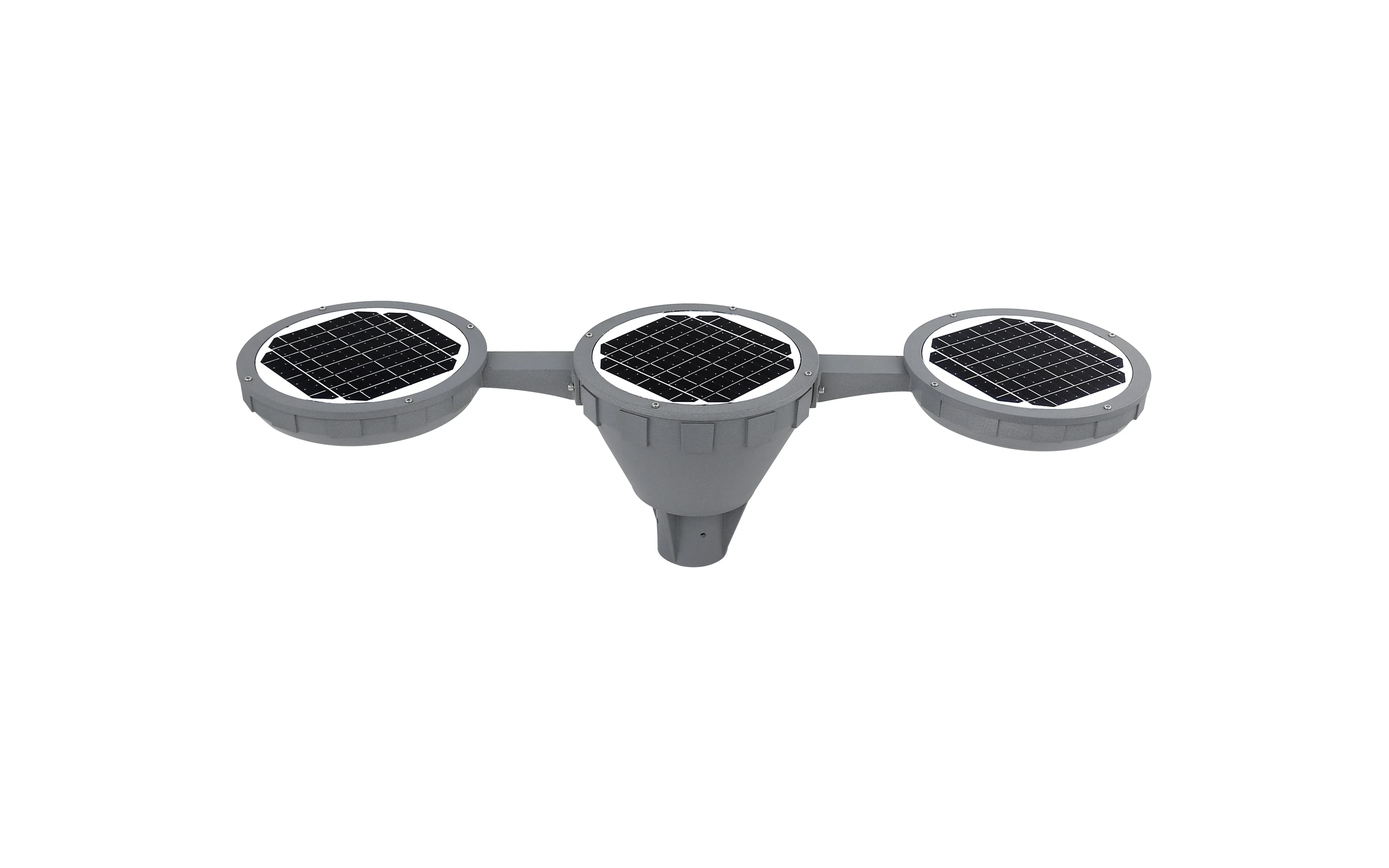 SSL-2005 3-head solar garden luminaire, front studio view