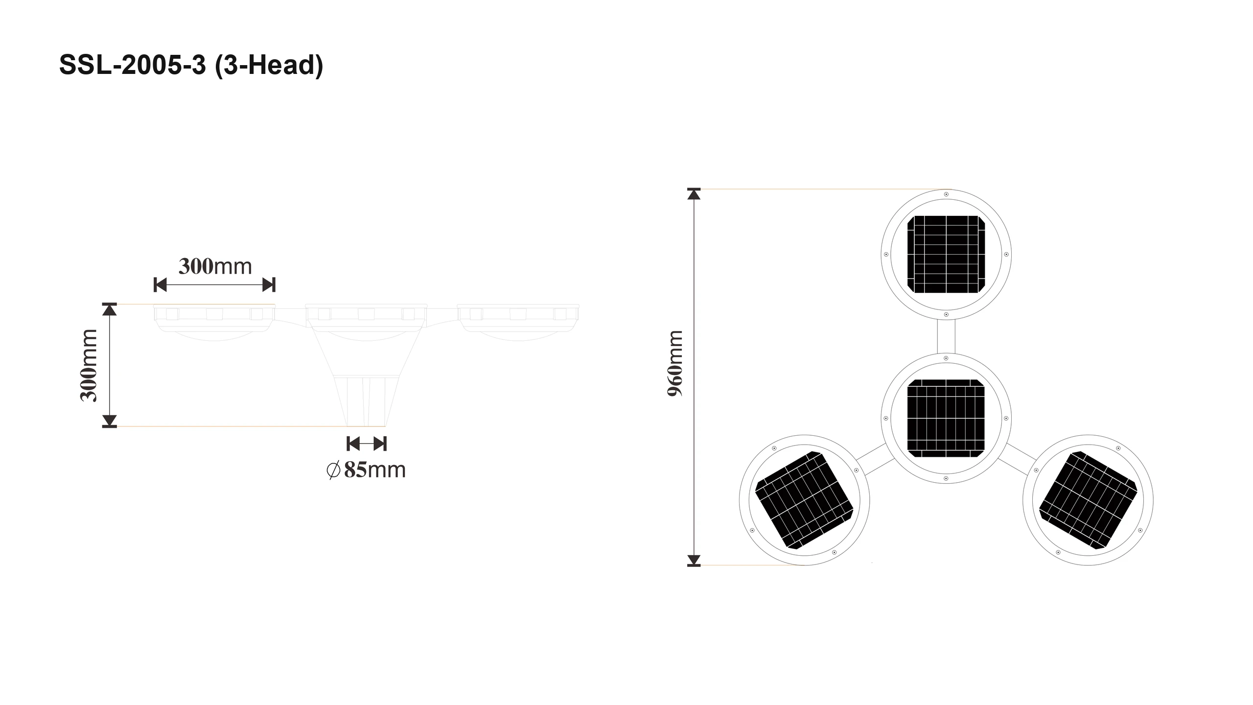 SSL-2005 3-Head CAD dimension drawing