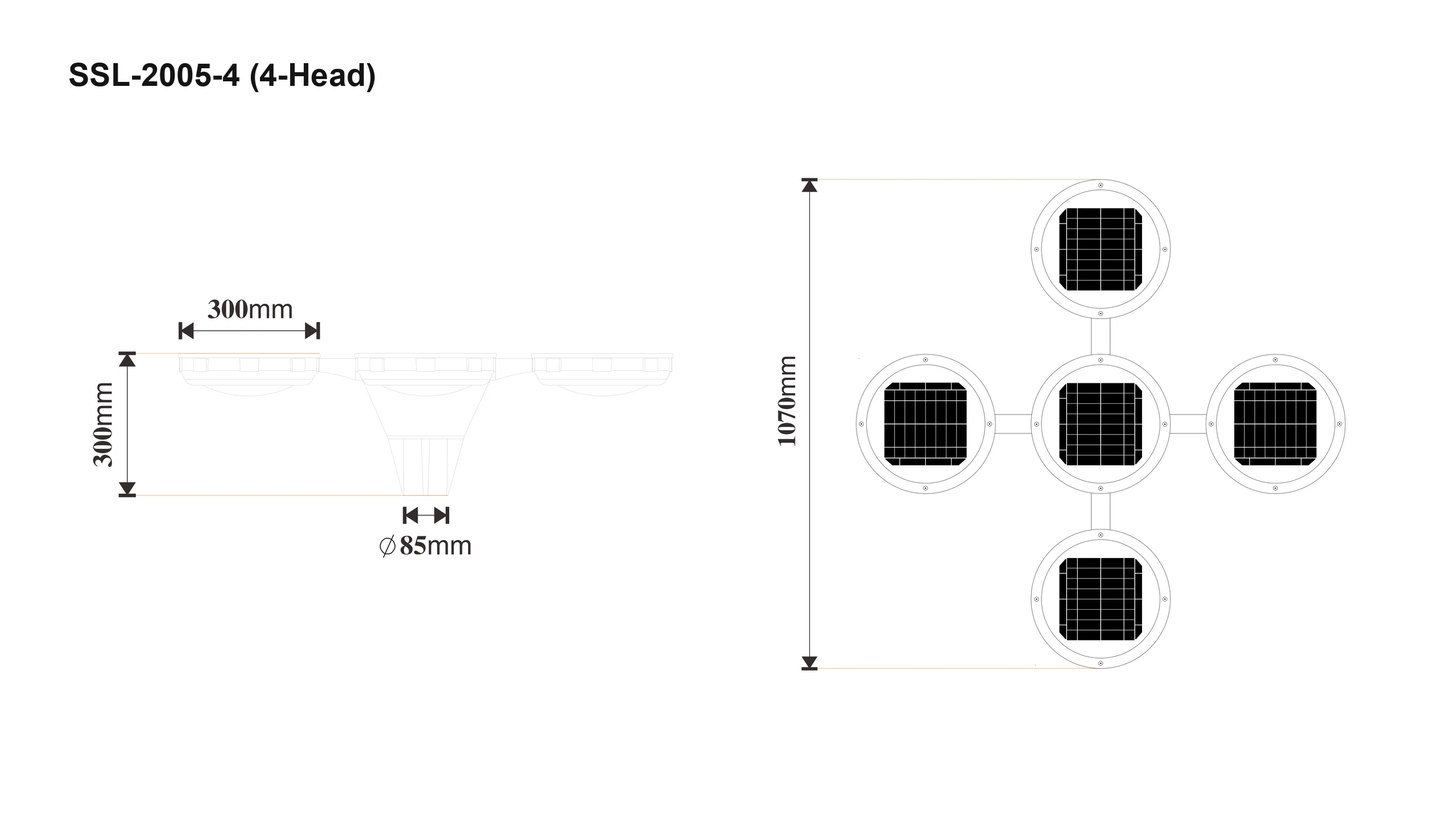 SSL-2005 4-Head CAD dimension drawing