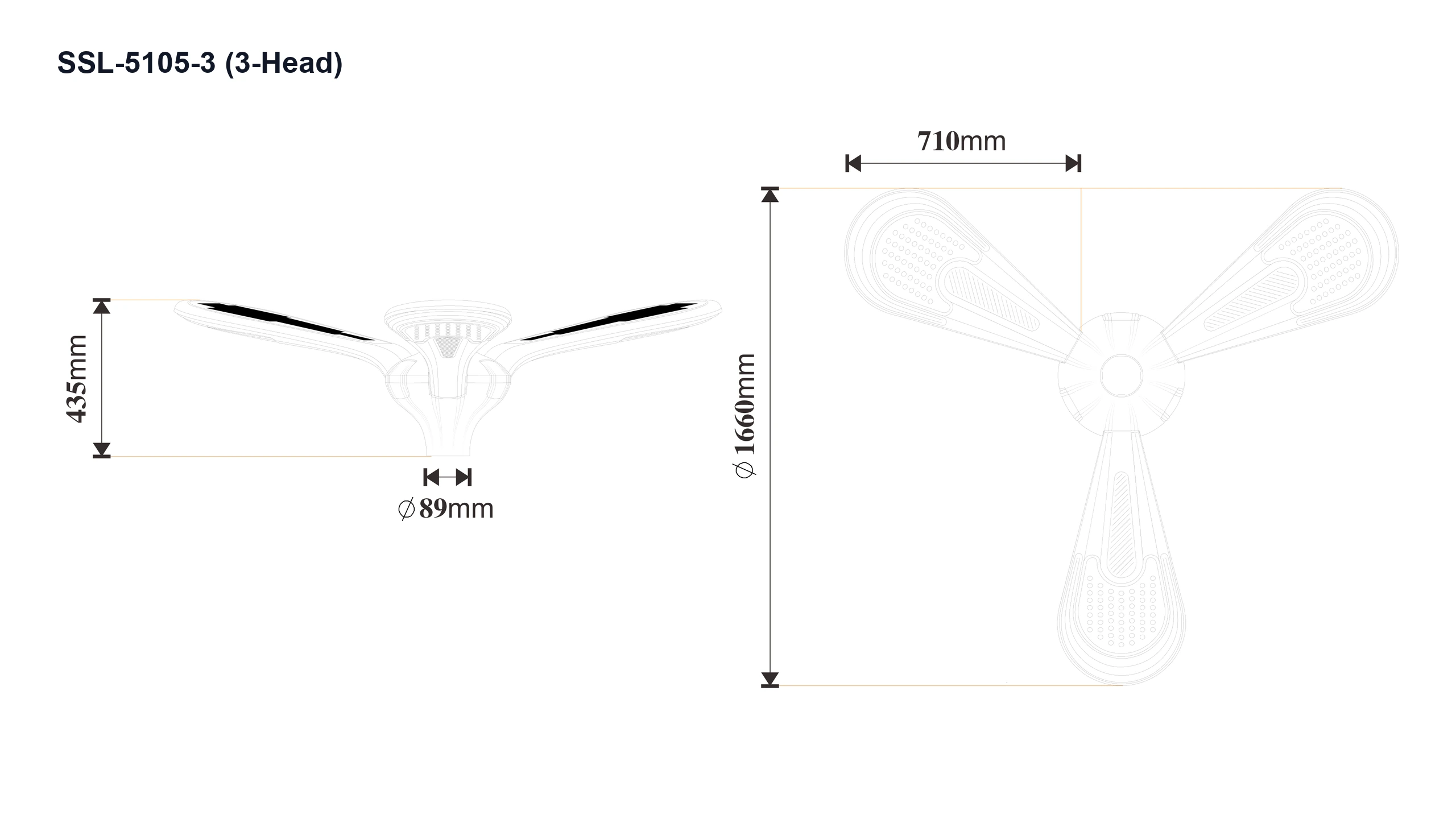 SSL-5105 3-Head CAD dimension drawing