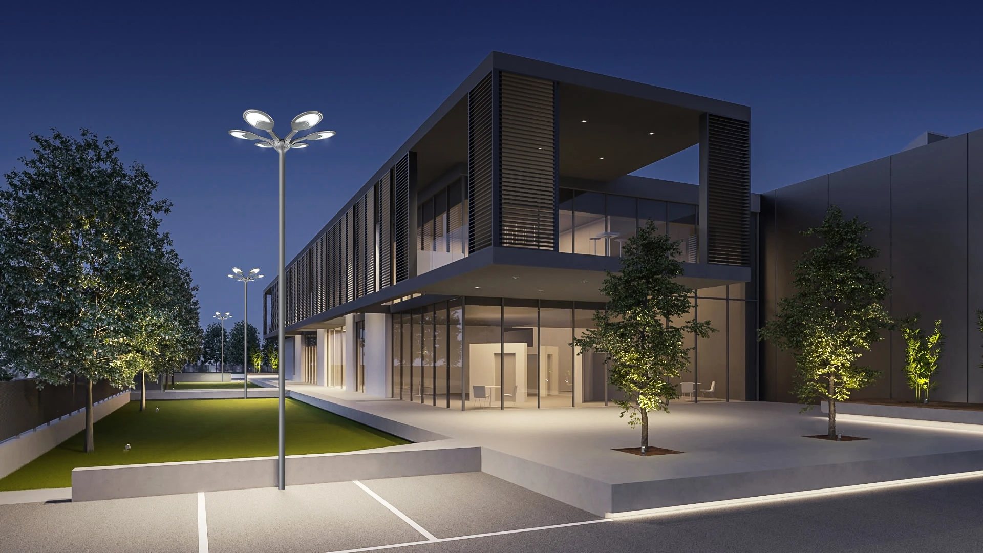 SSL-5109 modern commercial plaza architecture night illumination scene | TPK Lighting