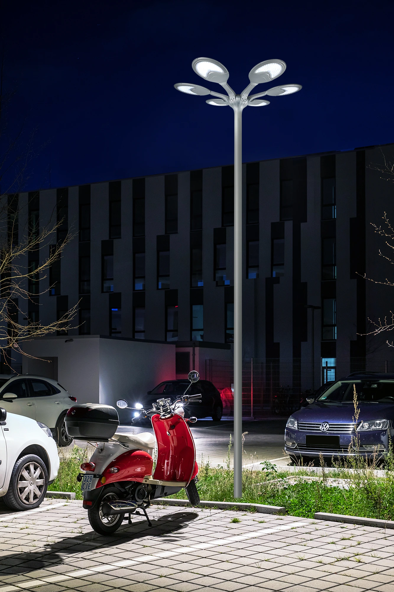 SSL-5109 urban facility outdoor parking court night lighting scene | TPK Lighting