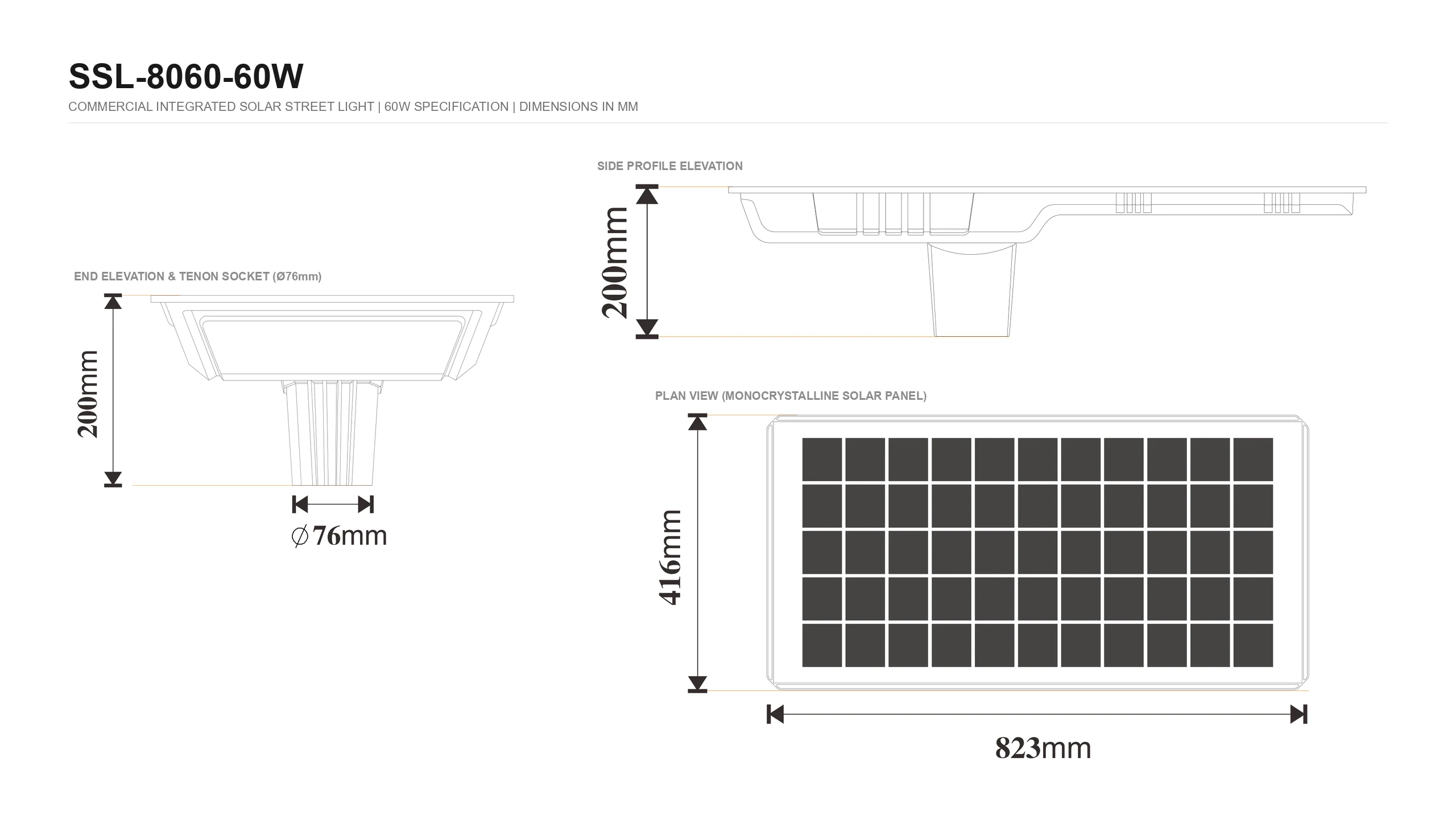 SSL-8060-60W CAD dimension drawing