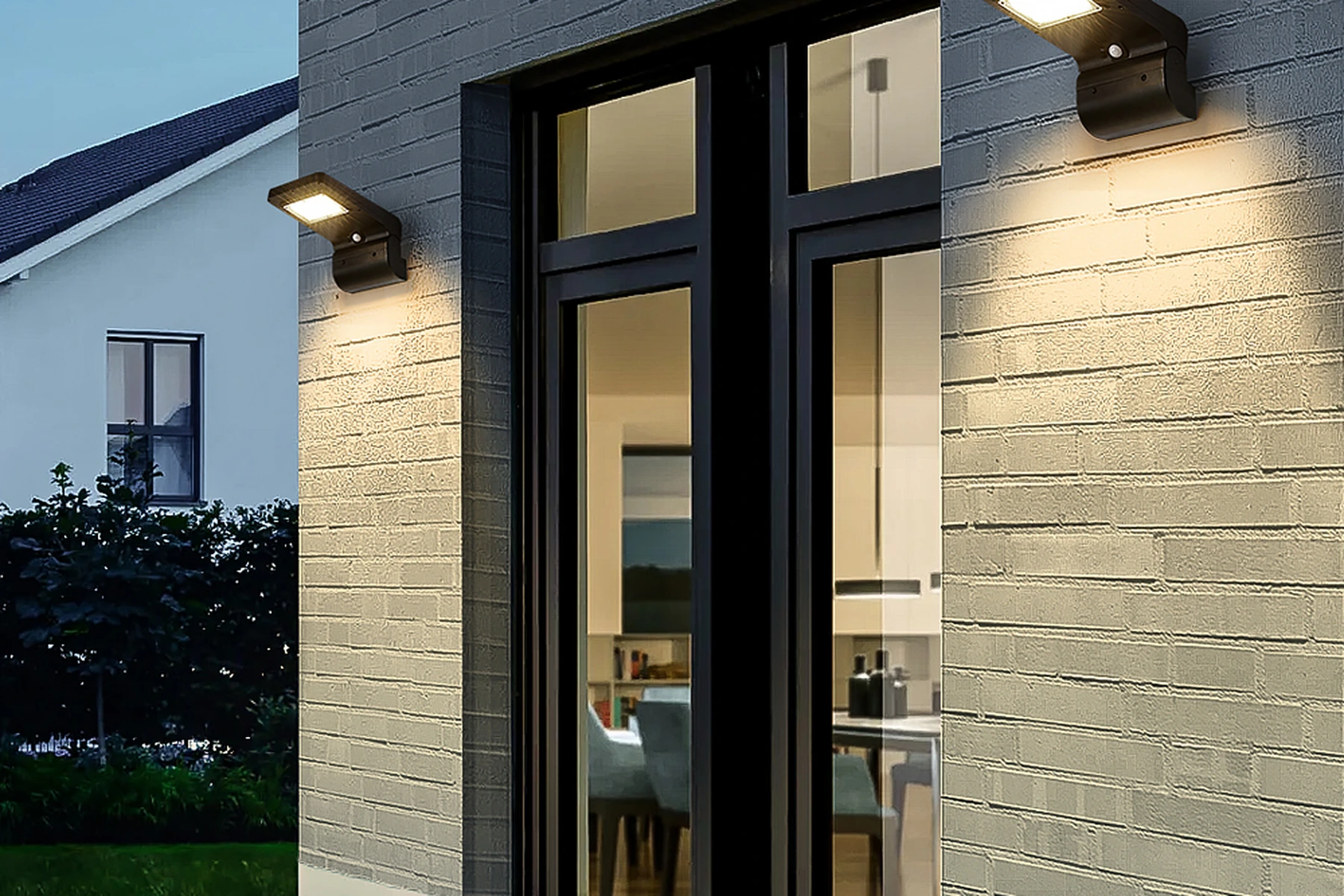 SWL-1006 bird wall lights installed on brick masonry villa doorway