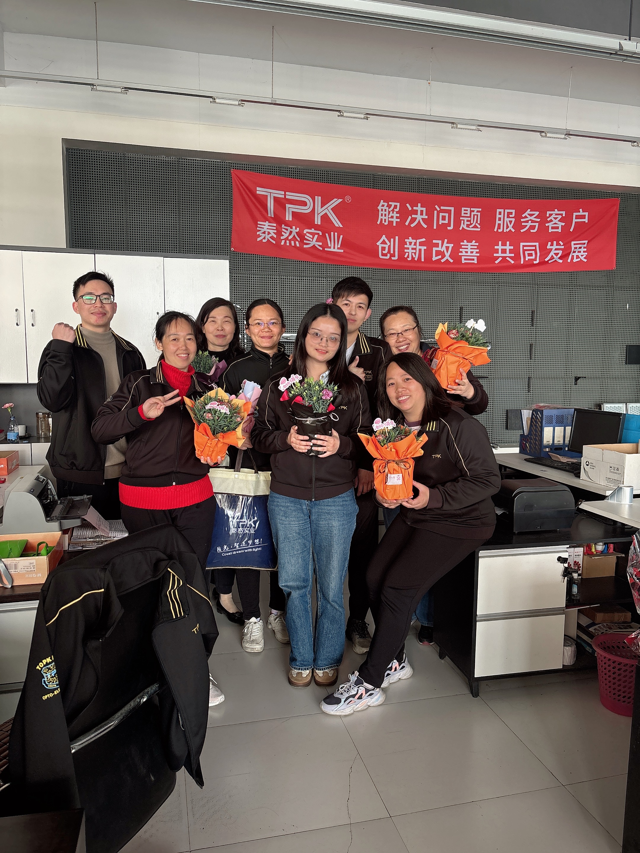 Gifts presented to female team members.