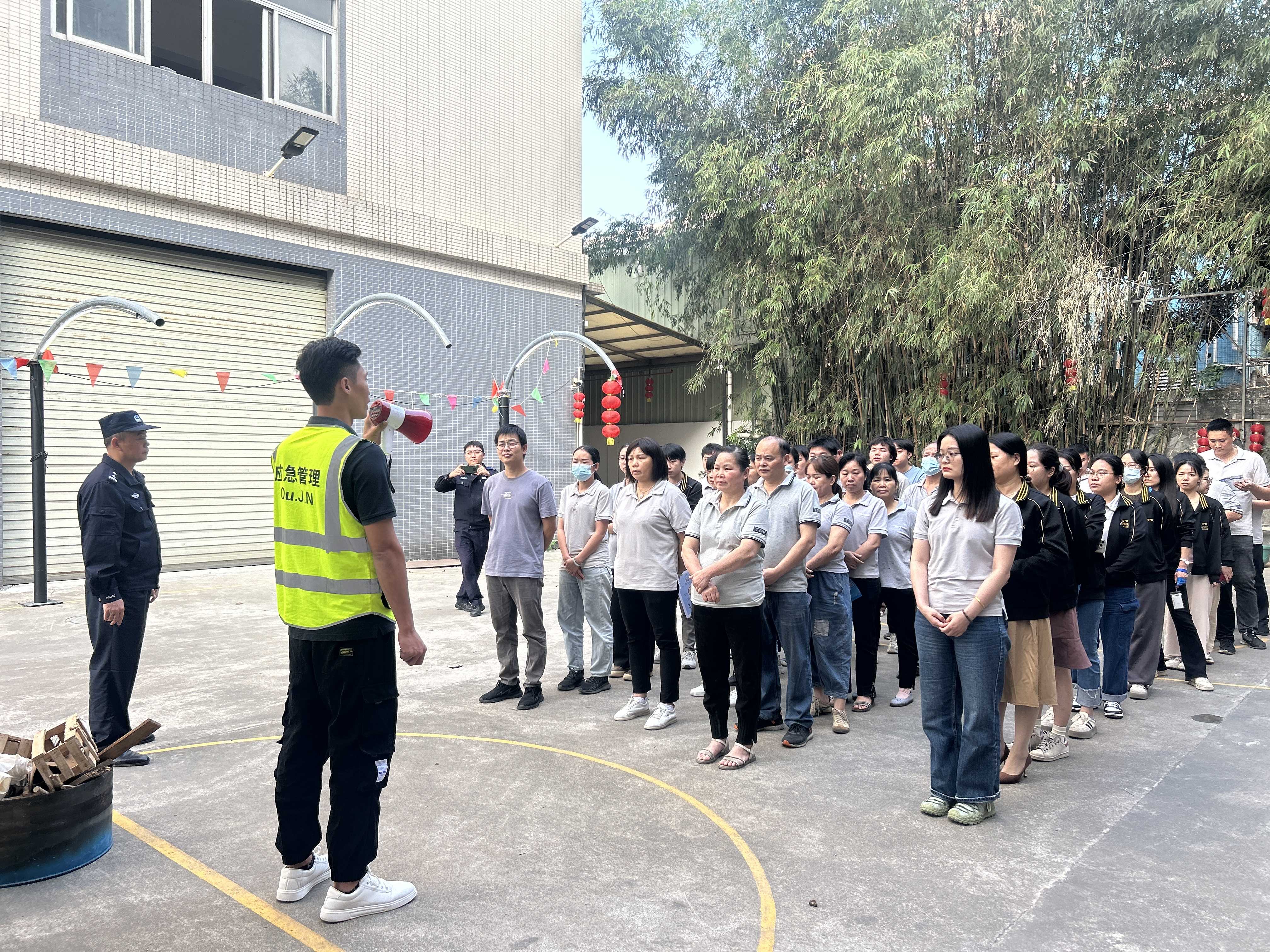 The orderly escape drill in progress.
