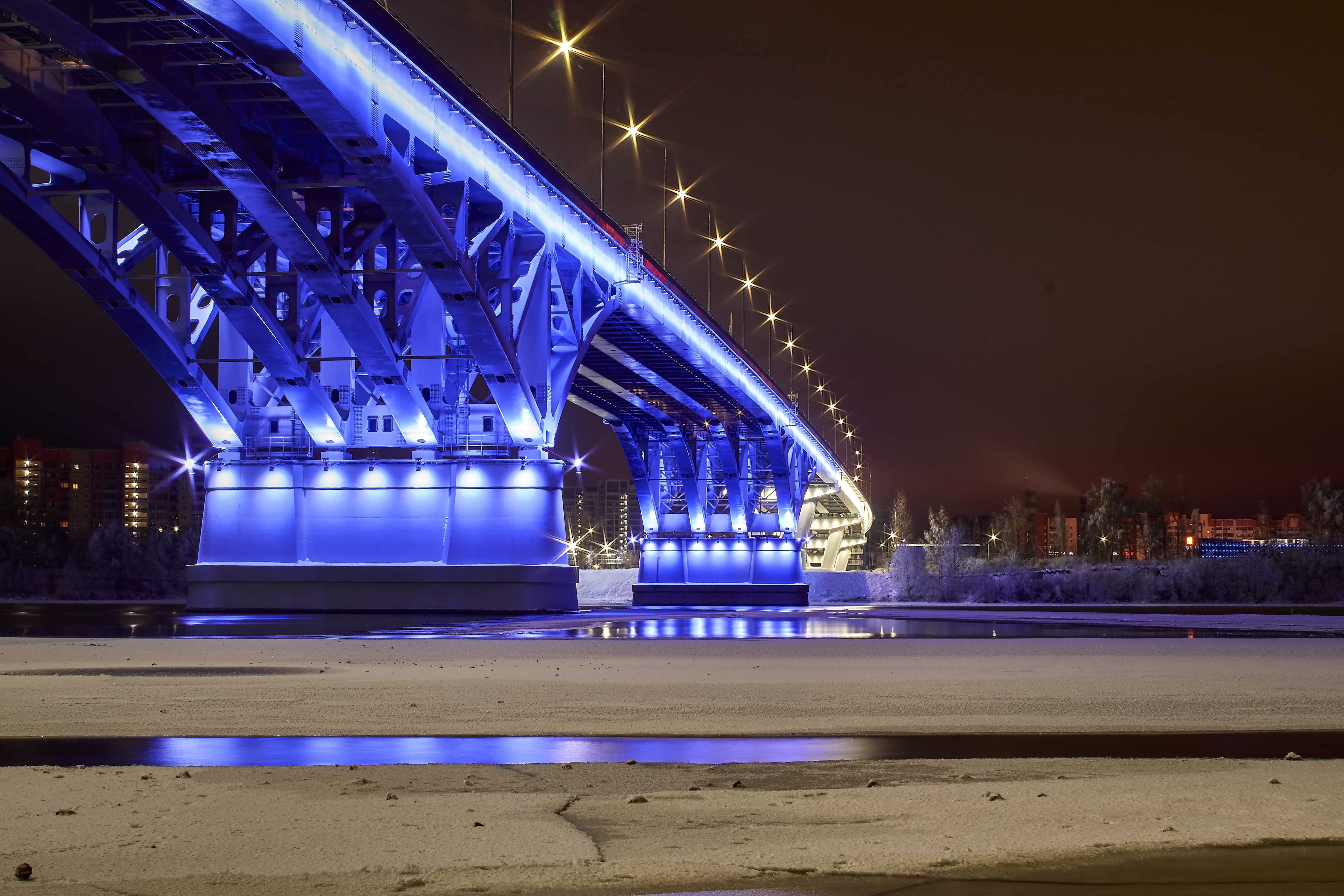 Volga River Bridge Russia RGBW bridge lighting project by TPK Lighting