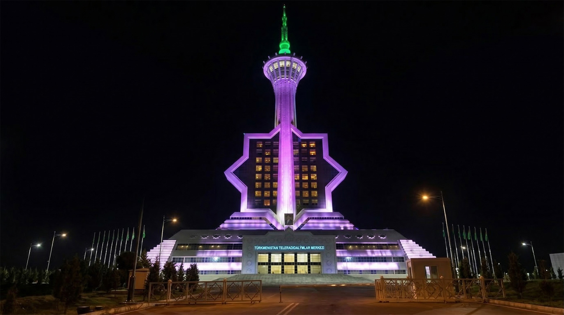 Turkmenistan Ashgabat landmark tower architectural facade lighting with RGBW LED fixtures
