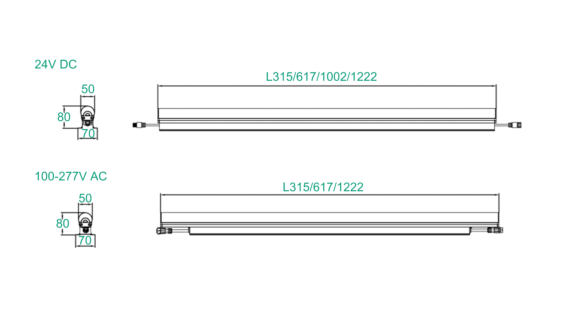 LLS-OP-D50 LED linear strip dimension drawing and product detail