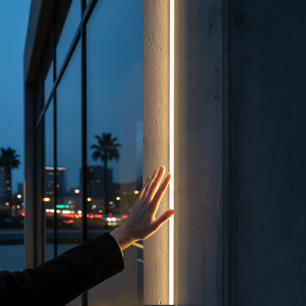 LED linear light seamless outlining application on commercial building