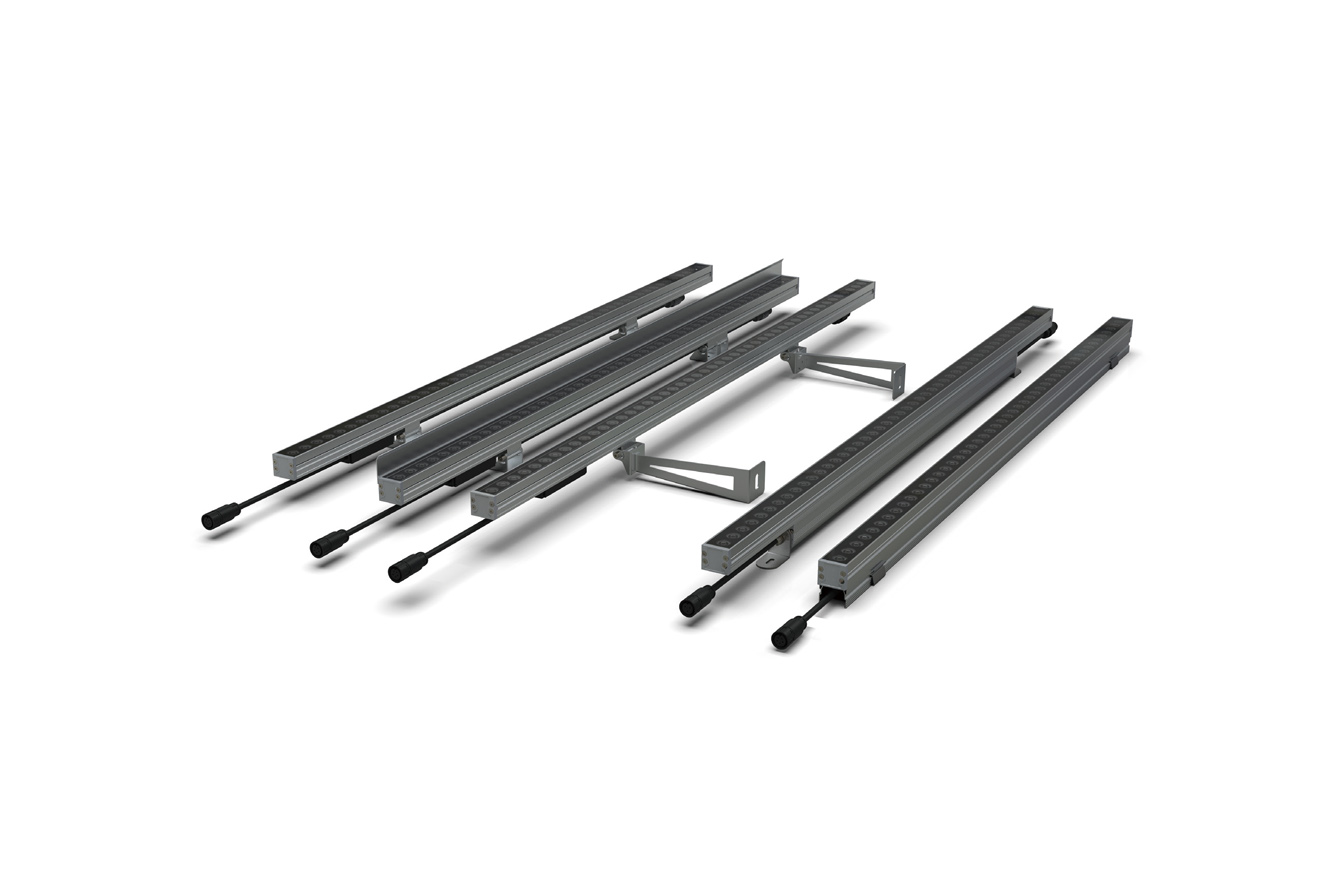 LLS-OP-W30B 6–21W IP66 ETL listed outdoor LED linear strip with tempered glass panel and precision beam angles for architectural facade lighting