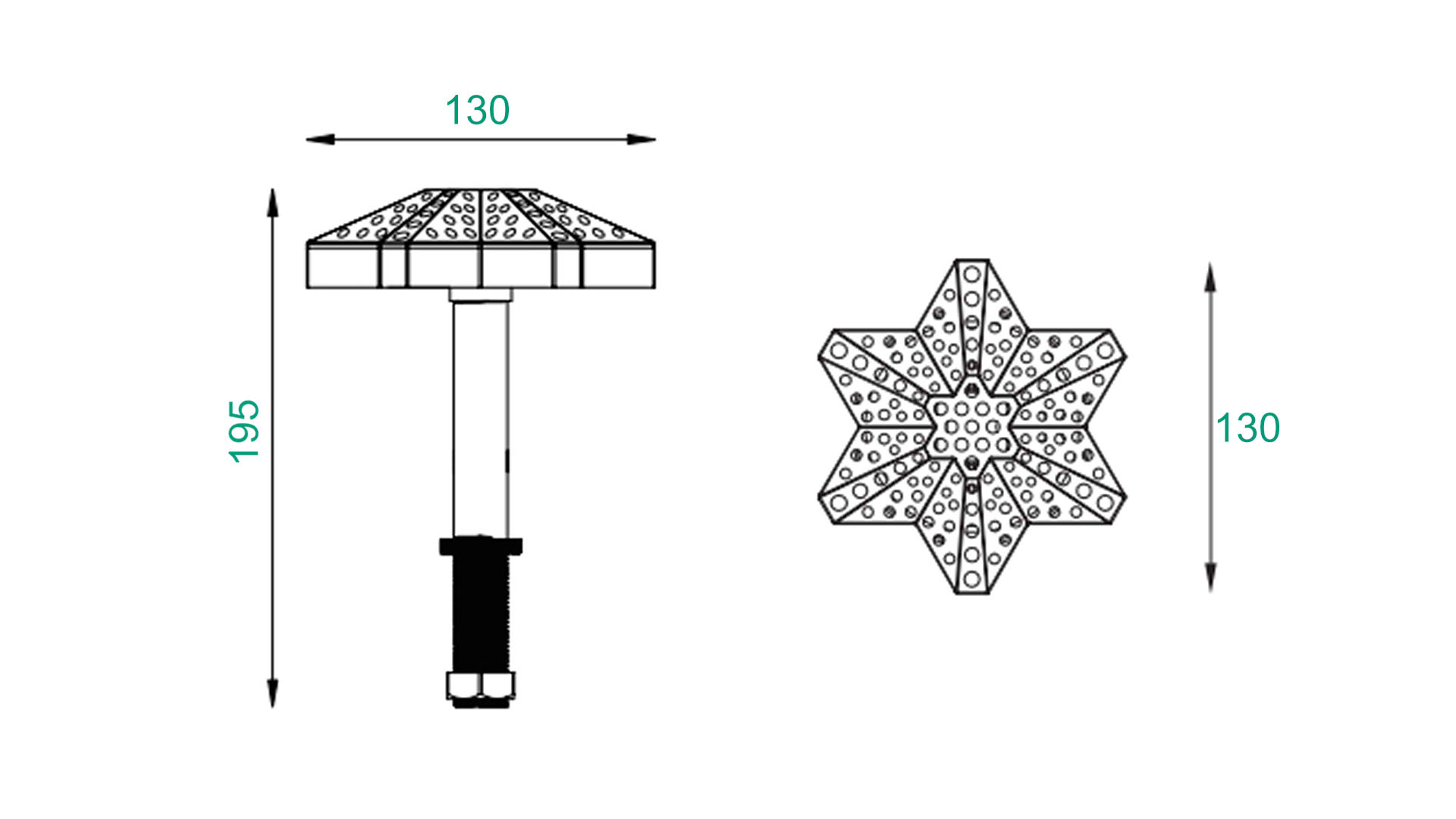 LPM-HEX130 dimension drawing for LED pixel light
