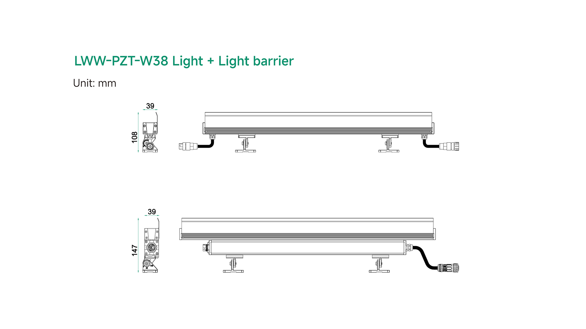 LWW-PZT-W38A architectural wall washer fixture