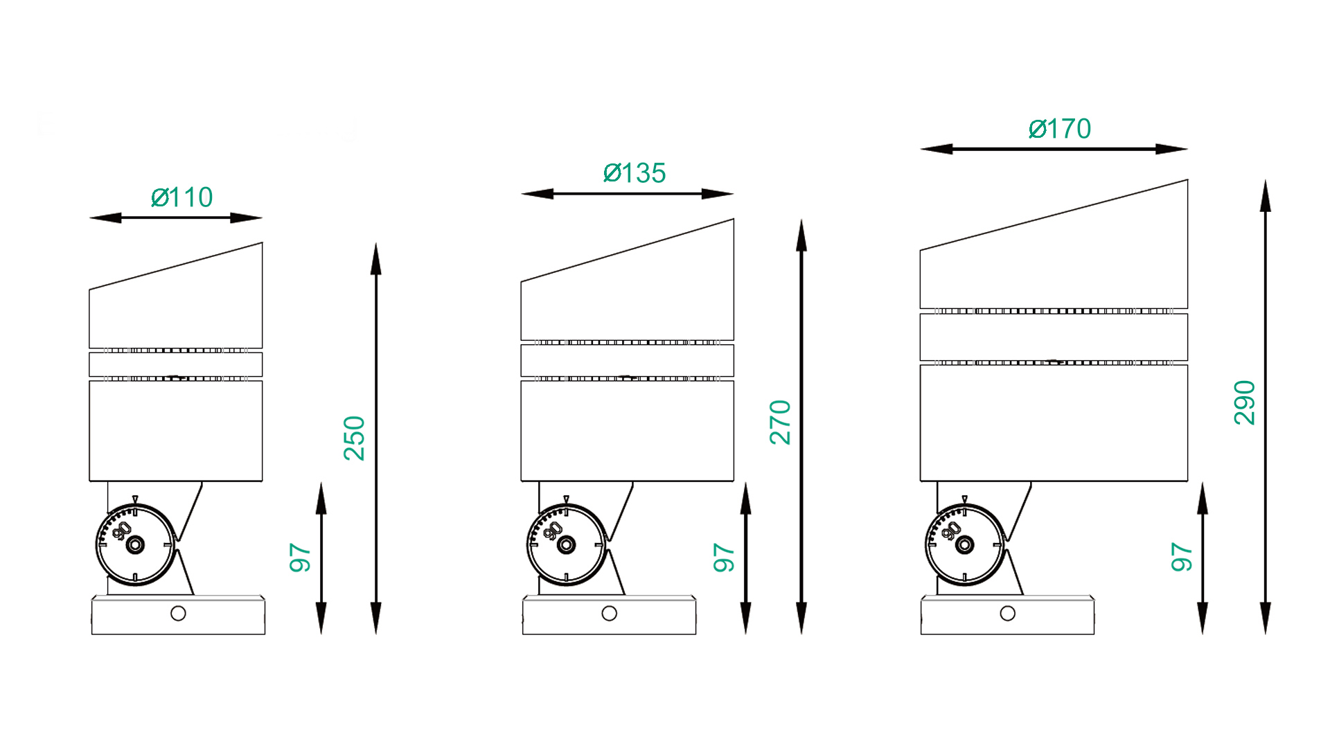 SP-PZT LED floodlight dimension and product preview