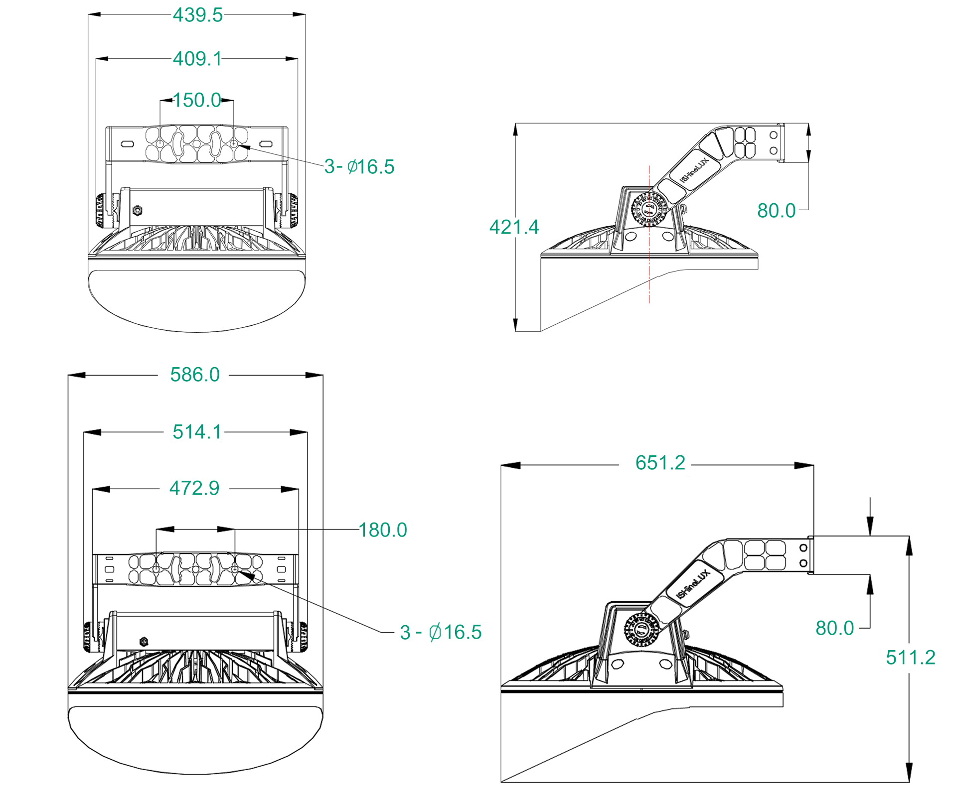 YXYSW4 LED floodlight dimension and product preview