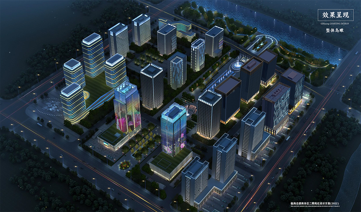 Linhai Business Headquarters commercial building facade lighting project in Taizhou, Zhejiang