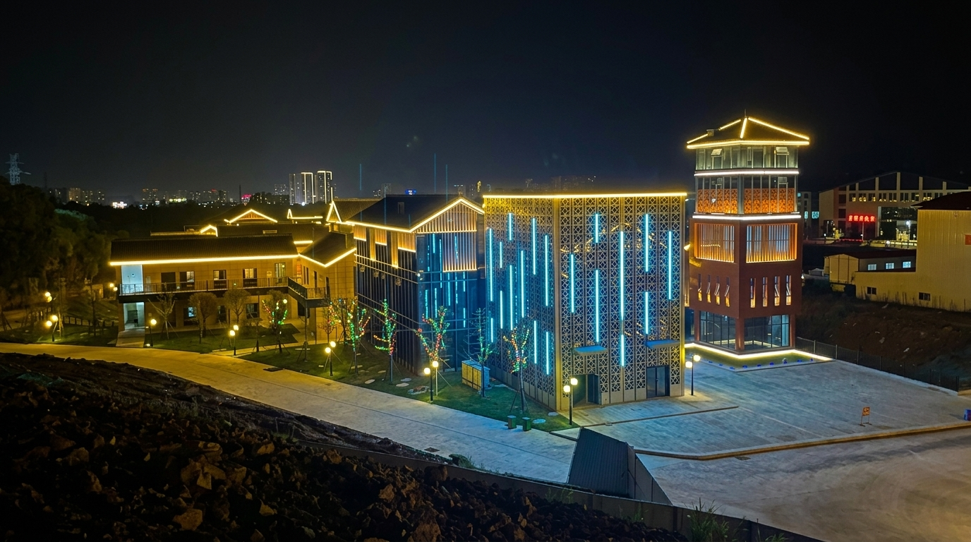 Sichuan Luojiang Student Incubation Base architectural facade lighting project
