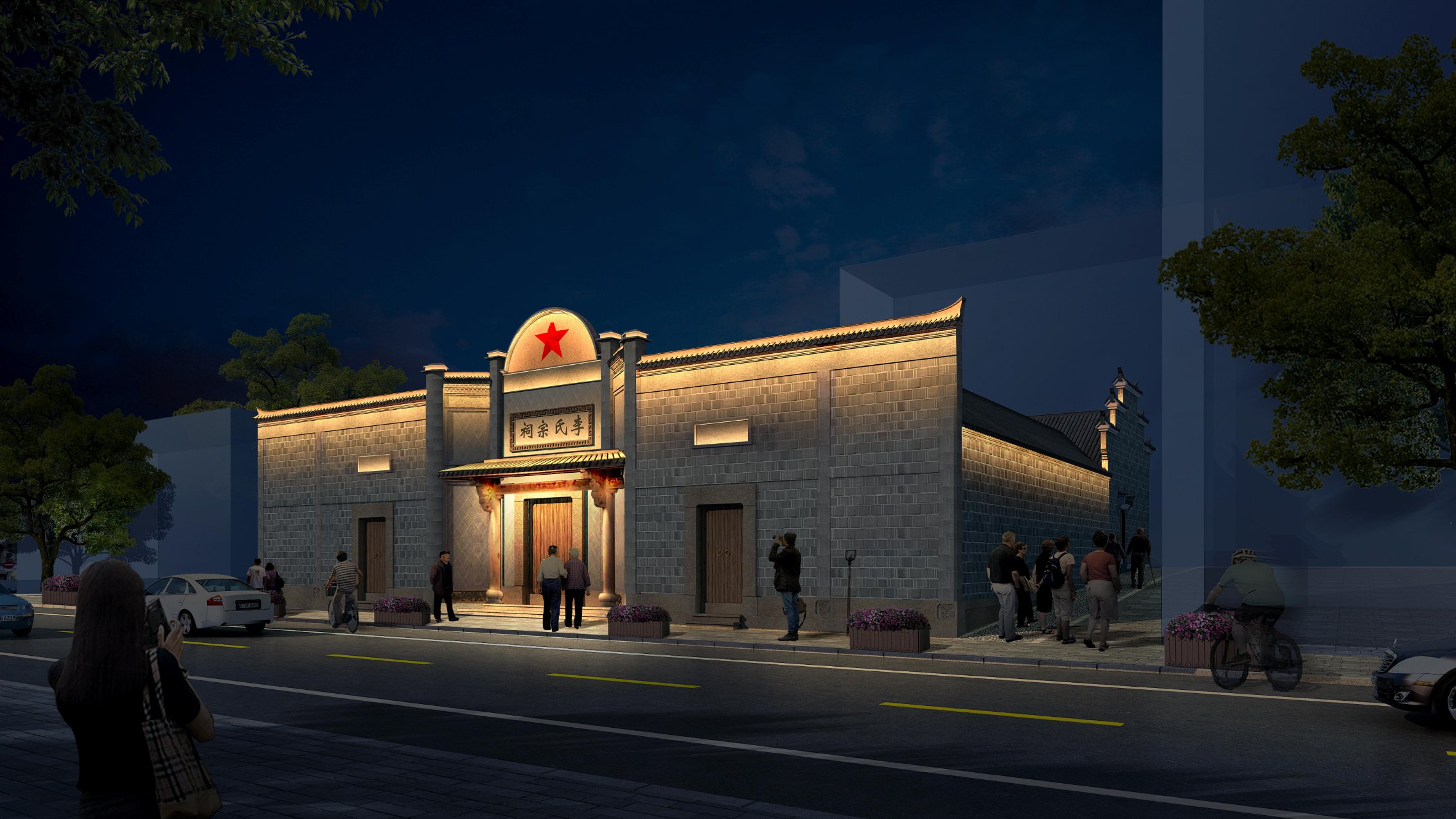 Commercial lighting solution for historic block rejuvenation and urban aesthetics