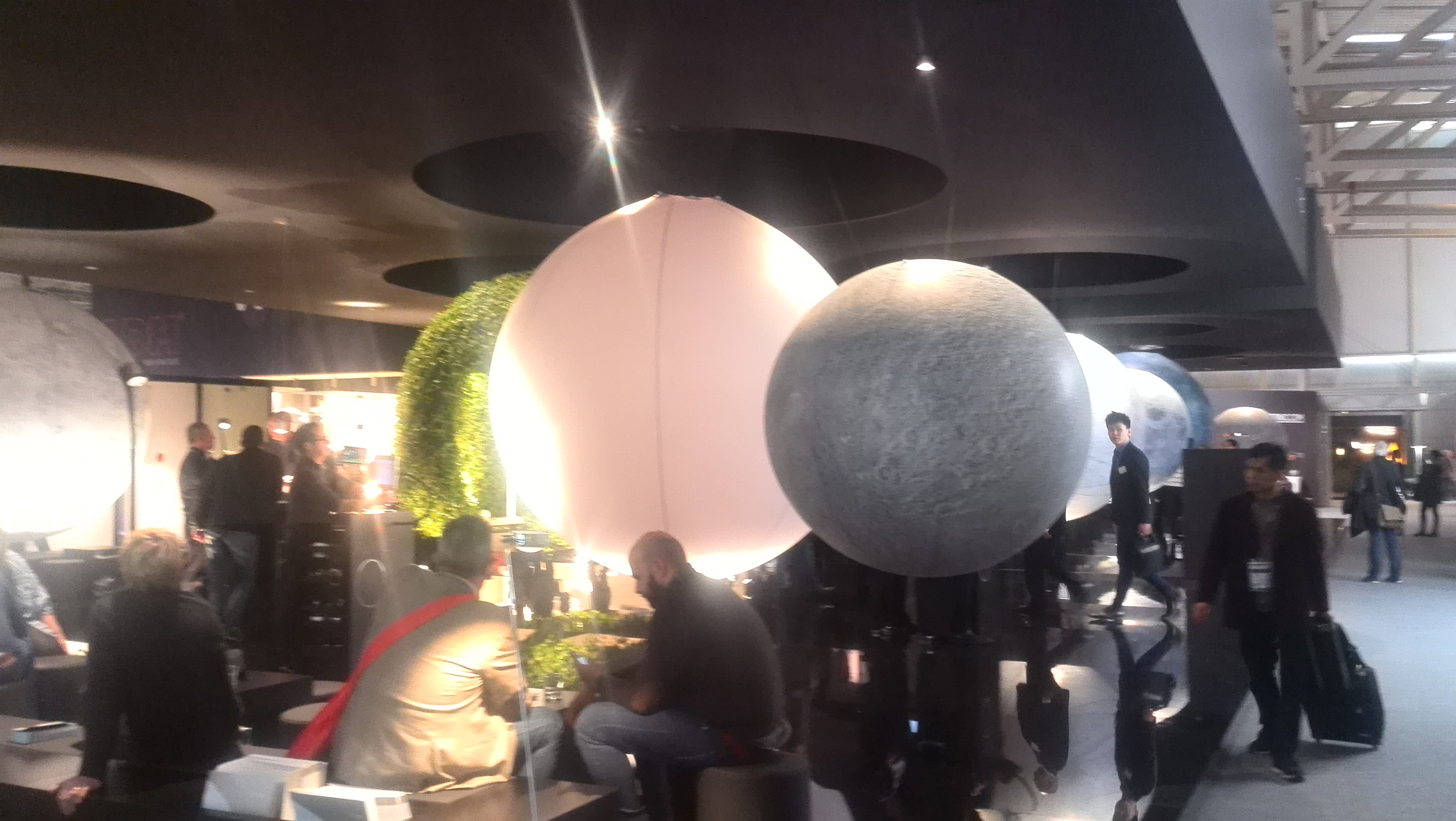 Architectural lighting products presented at the booth.
